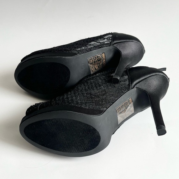 DAVID'S BRIDAL- AYAEL9 Black Lace Rhinestone Platform Heels Size 9 - Picture 6 of 8
